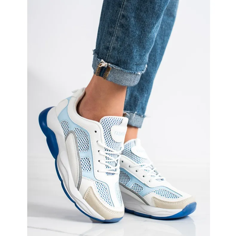 Via Giulia  Sneakers met glittermode wit blauw