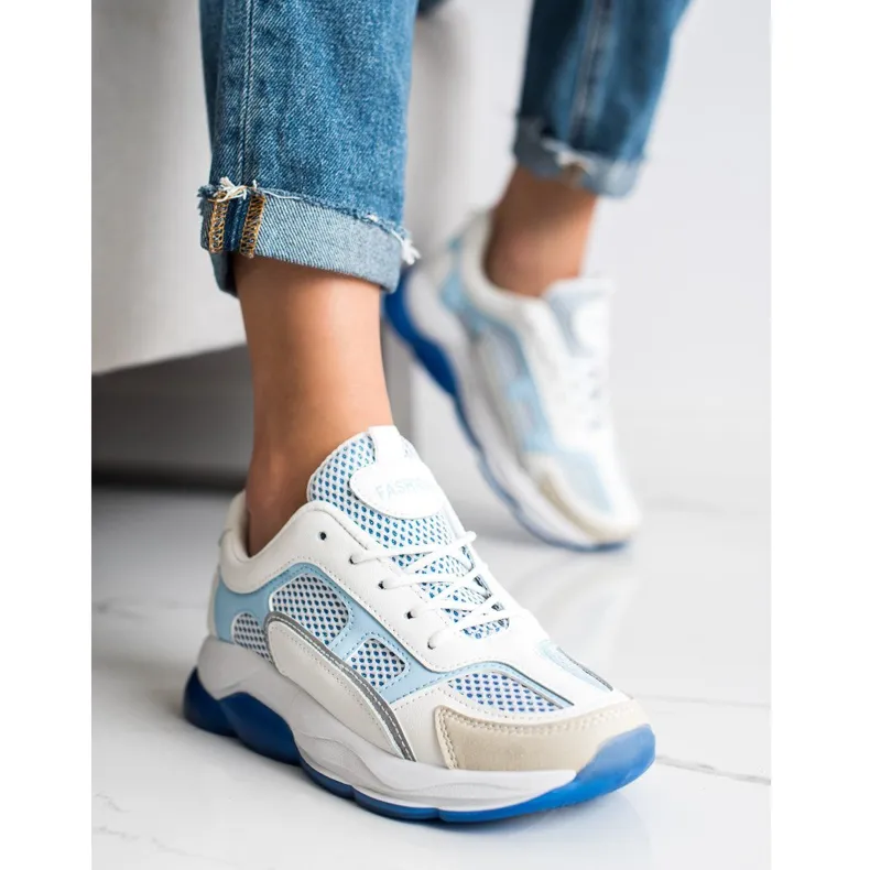 Via Giulia  Sneakers met glittermode wit blauw