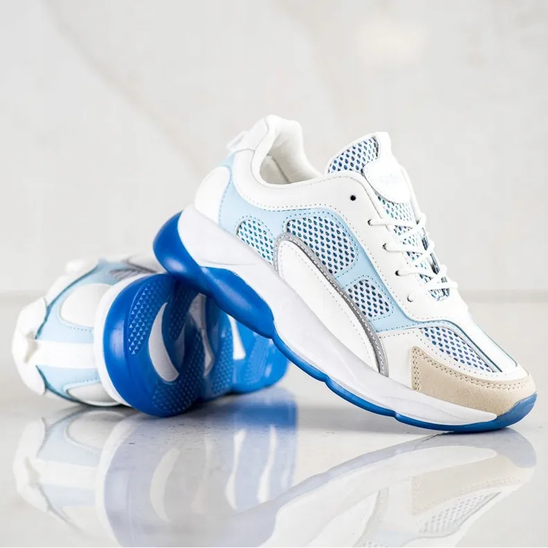 Via Giulia  Sneakers met glittermode wit blauw