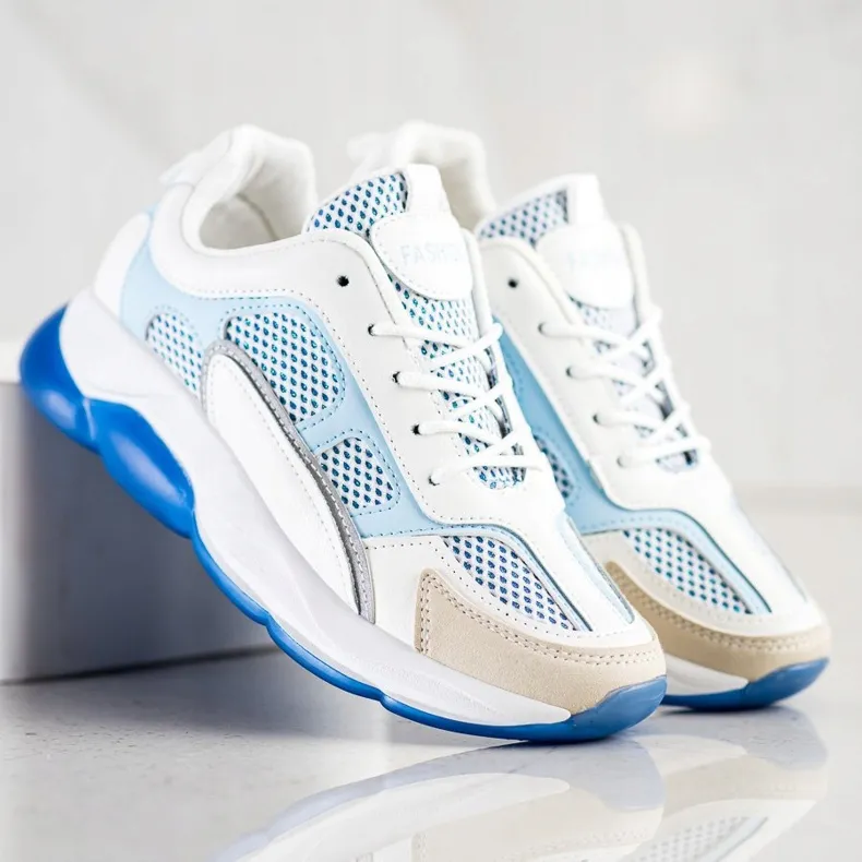 Via Giulia  Sneakers met glittermode wit blauw